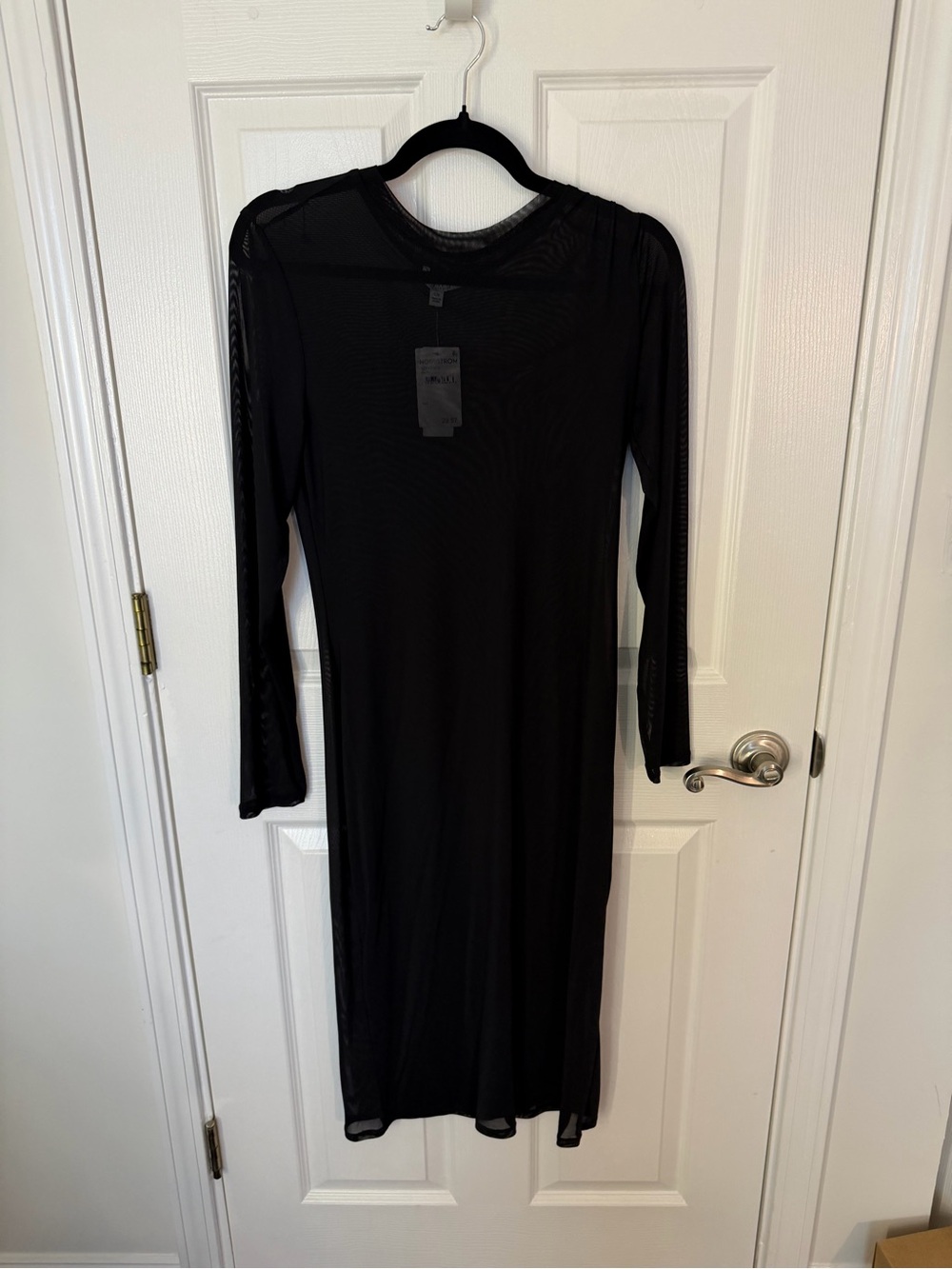 AFRM Black Long-Sleeve Mesh Dress